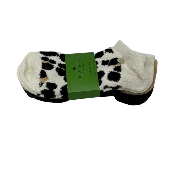 NWT Kate Spade Cozy Low-Cut Socks 3-Pack Leopard Print Cream Neutral Giftable - Picture 5 of 8
